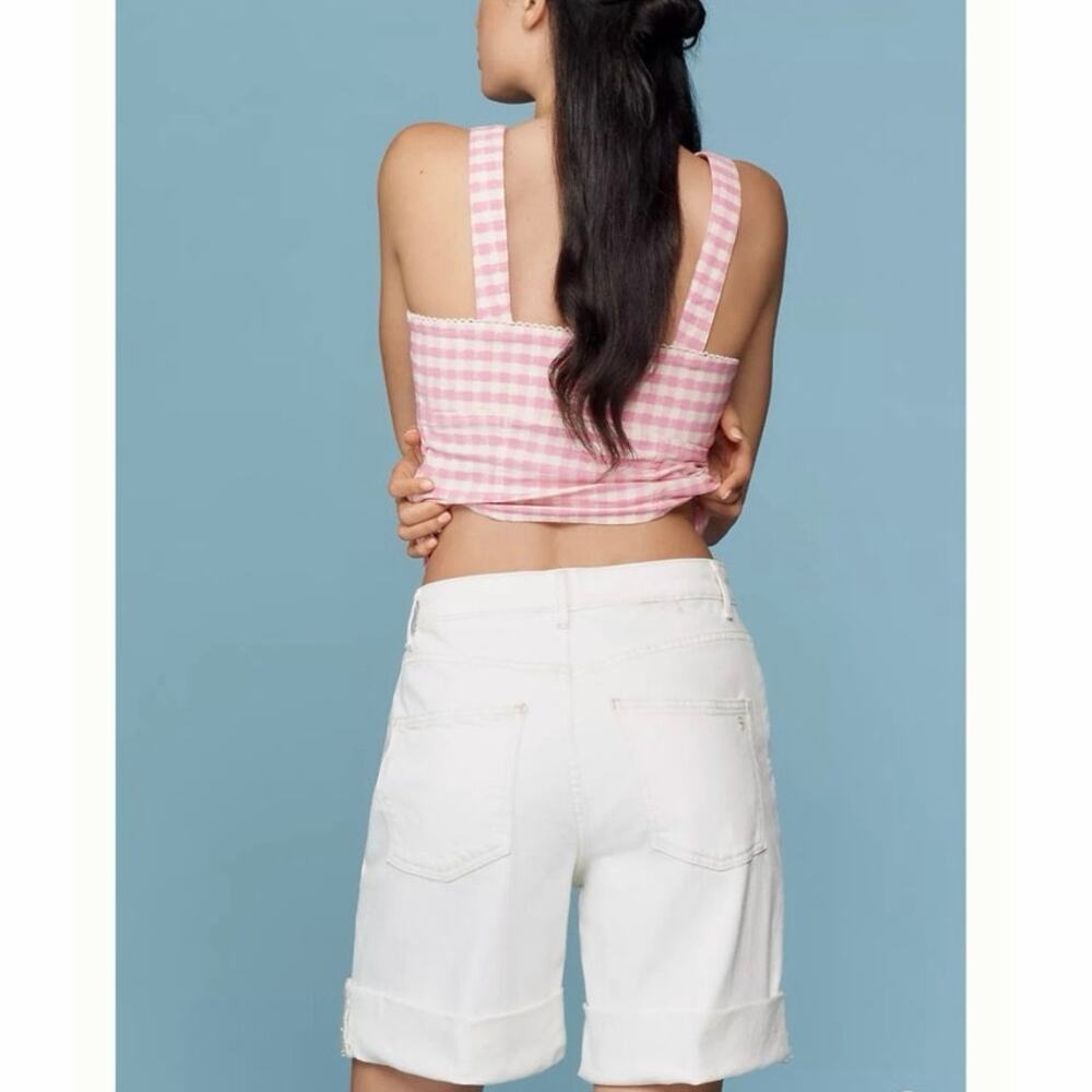 Anthropologie Pilcro Austyn High Rise Cuffed Bermuda Jean Shorts White Size 25 - Picture 4 of 10